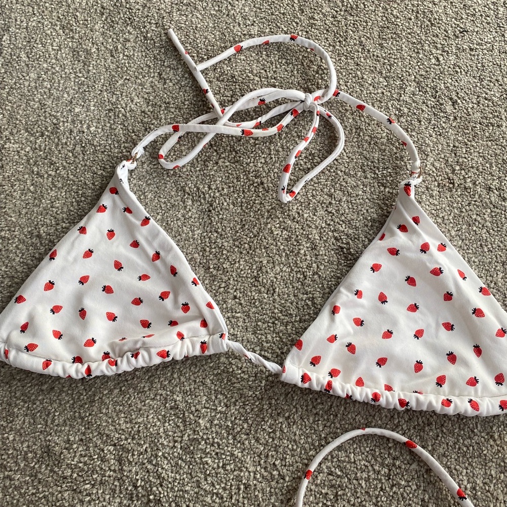 Ardene White and Red Strawberry Bikini Top
